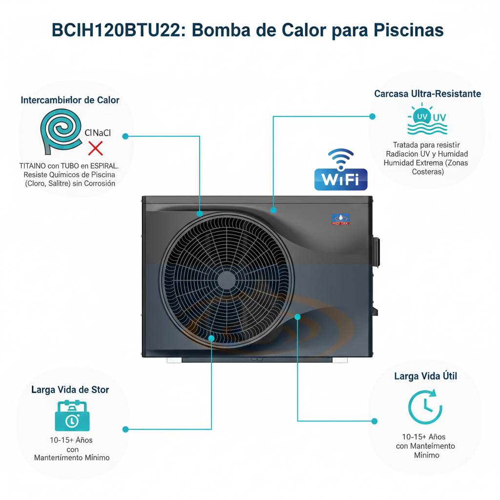 Bomba de Calor H2OTEK BCIH120BTU22: Revolución en el Calentamiento de Piscinas